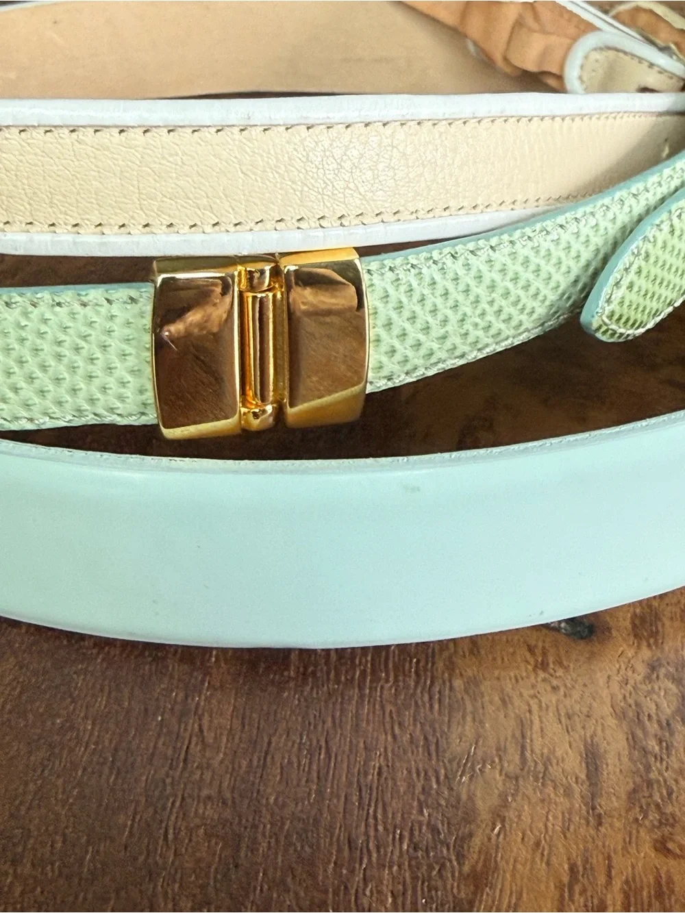 Worth petite XS Pastel Leather and Patent Belt Set - Mint, Cream, Pale blue